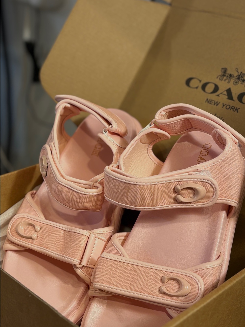 COACH Pink Sporty Adjustable Women’s Sandals - Picture 2 of 3